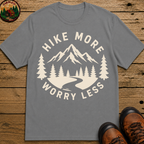 Hike More Worry Less — Vintage Mountain Badge Hiking Tee