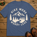 Hike More Worry Less — Vintage Mountain Badge Hiking Tee