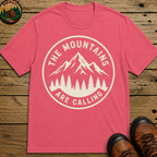 The Mountains Are Calling — Vintage Hiking Outdoor Badge Tee