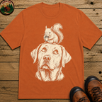 Dog and Squirrel — Vintage Sketch Outdoor Dog Tee