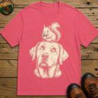 Dog and Squirrel — Vintage Sketch Outdoor Dog Tee