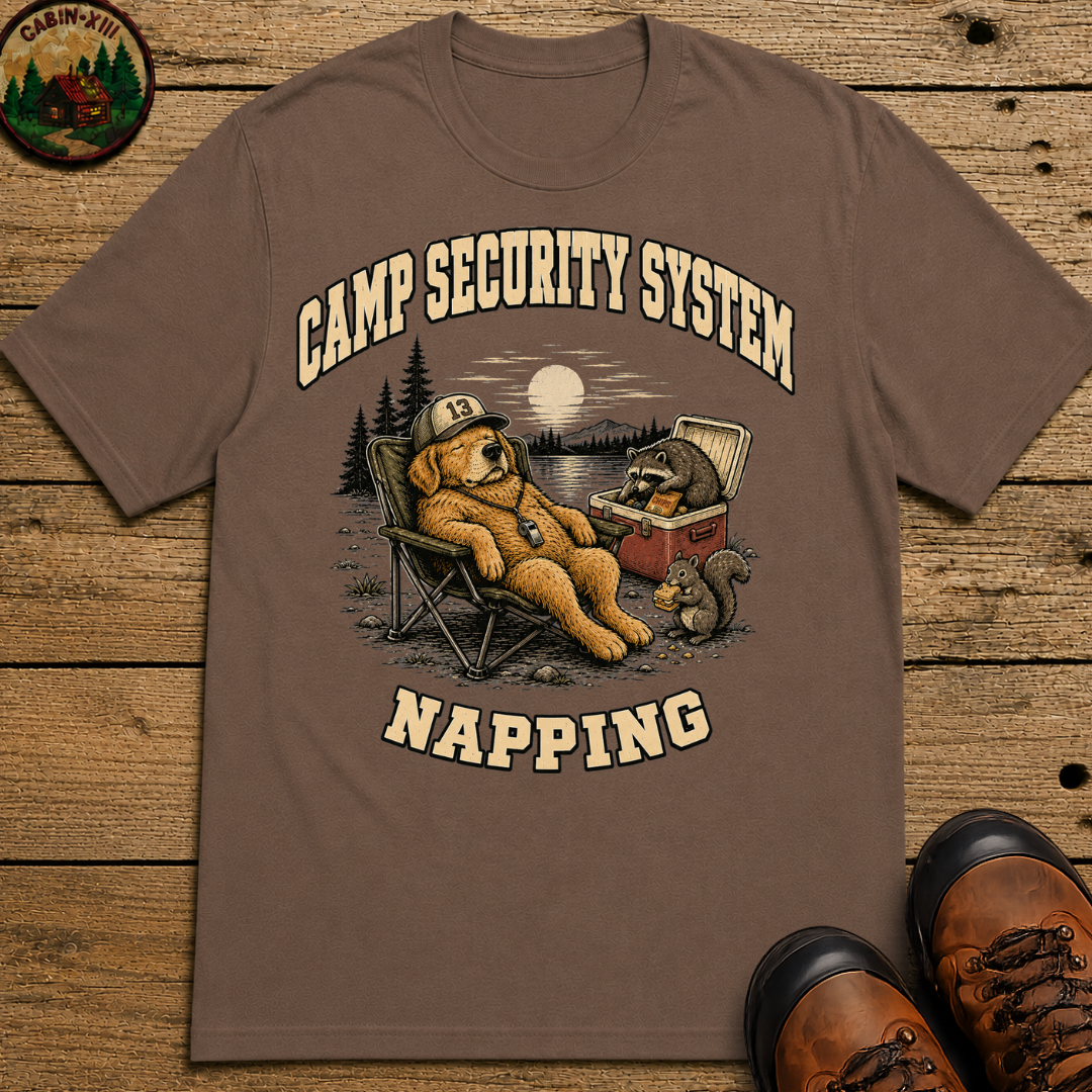 Camp Security System Napping — Funny Camping Dog Tee