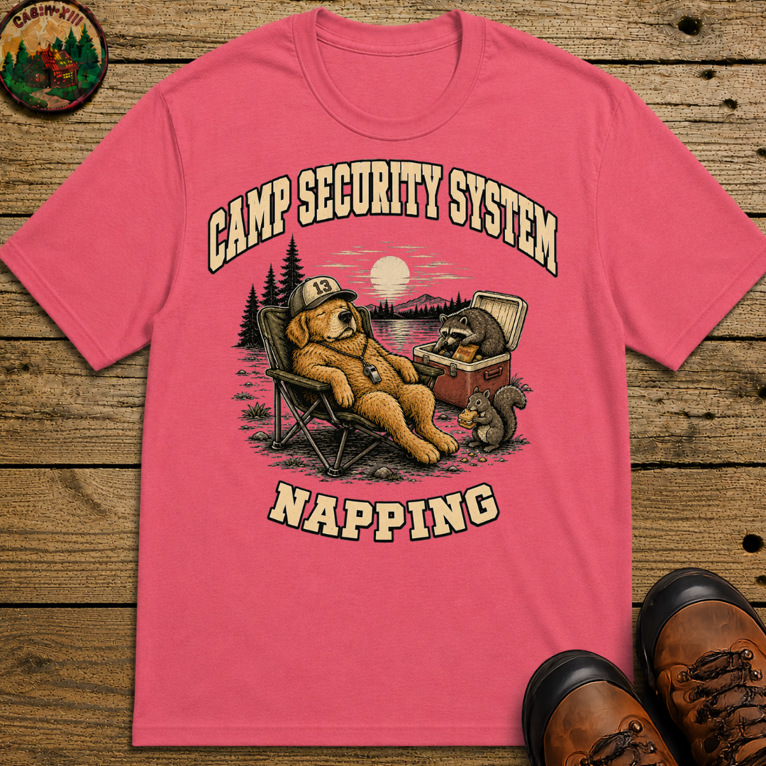 Camp Security System Napping — Funny Camping Dog Tee