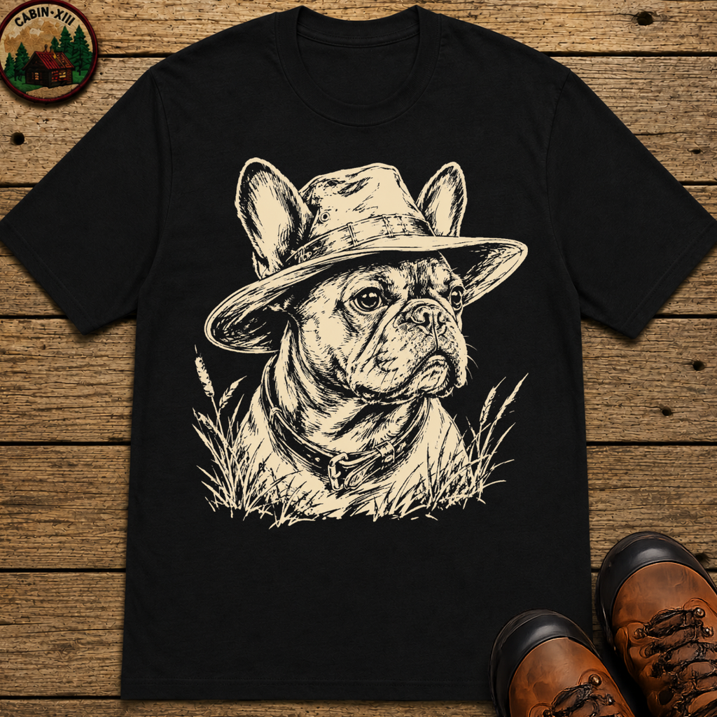 French Bulldog in a Hat — Vintage Sketch Dog Tee