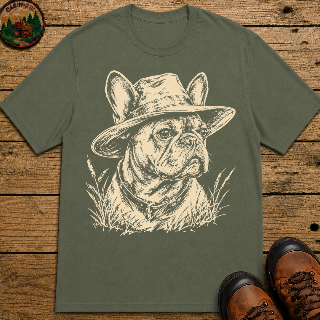 French Bulldog in a Hat — Vintage Sketch Dog Tee