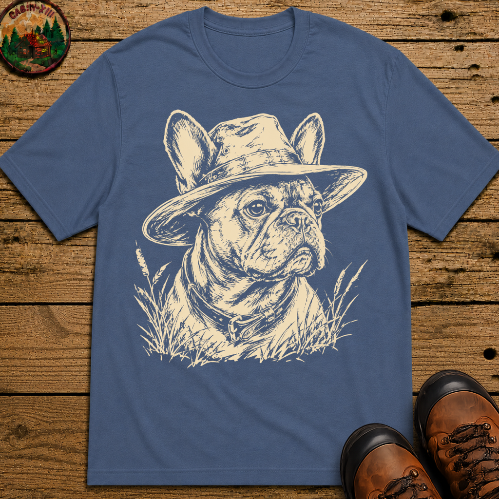 French Bulldog in a Hat — Vintage Sketch Dog Tee