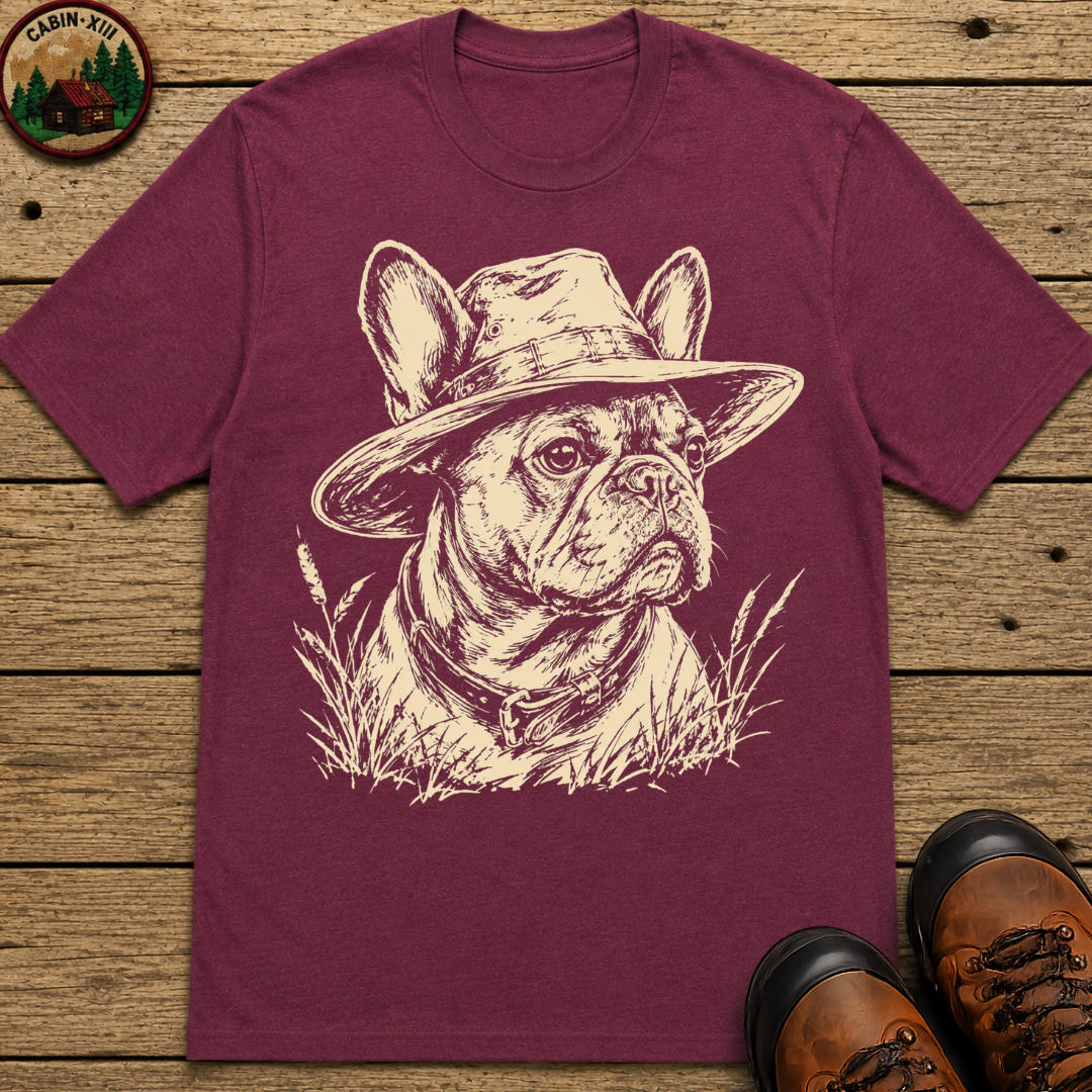 French Bulldog in a Hat — Vintage Sketch Dog Tee