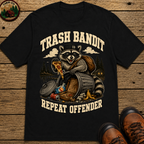 Trash Bandit Repeat Offender — Funny Raccoon Camping Tee