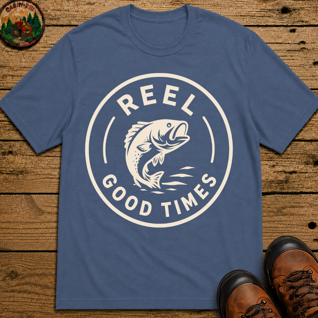 Reel Good Times — Vintage Fishing Badge Tee