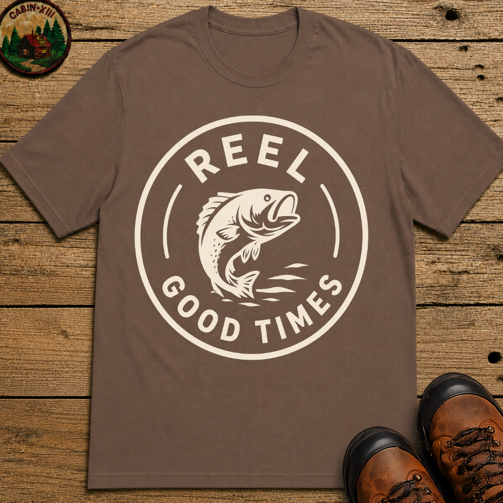 Reel Good Times — Vintage Fishing Badge Tee