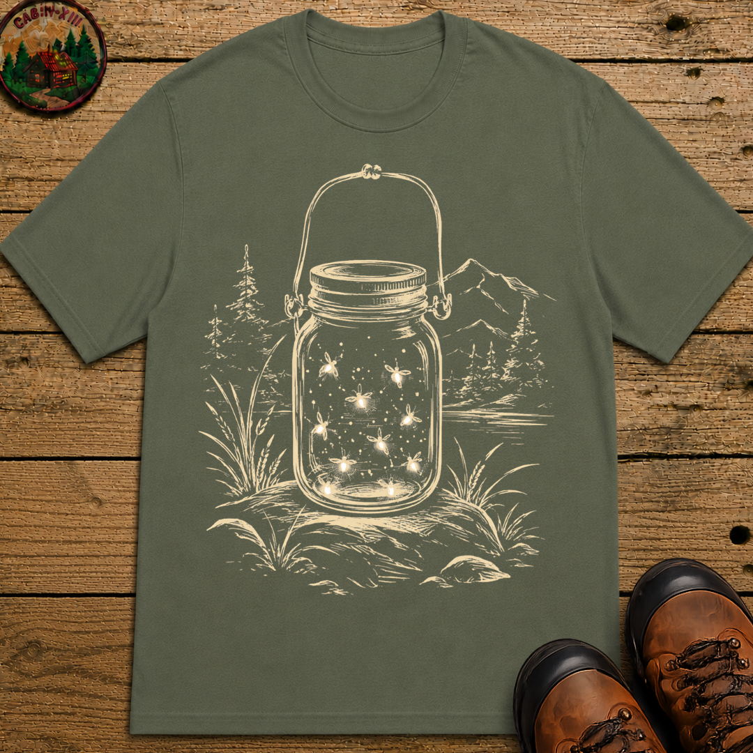 Firefly Lantern — Vintage Summer Night Camping Sketch Tee