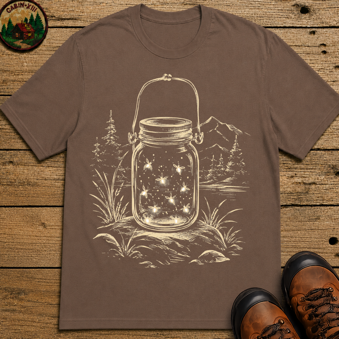 Firefly Lantern — Vintage Summer Night Camping Sketch Tee