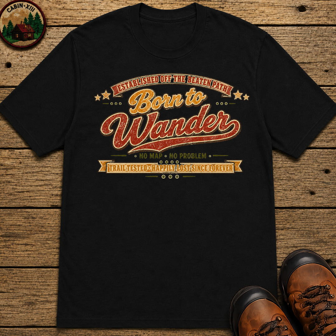 Born to Wander No Map No Problem — Happily Lost Hiking Tee