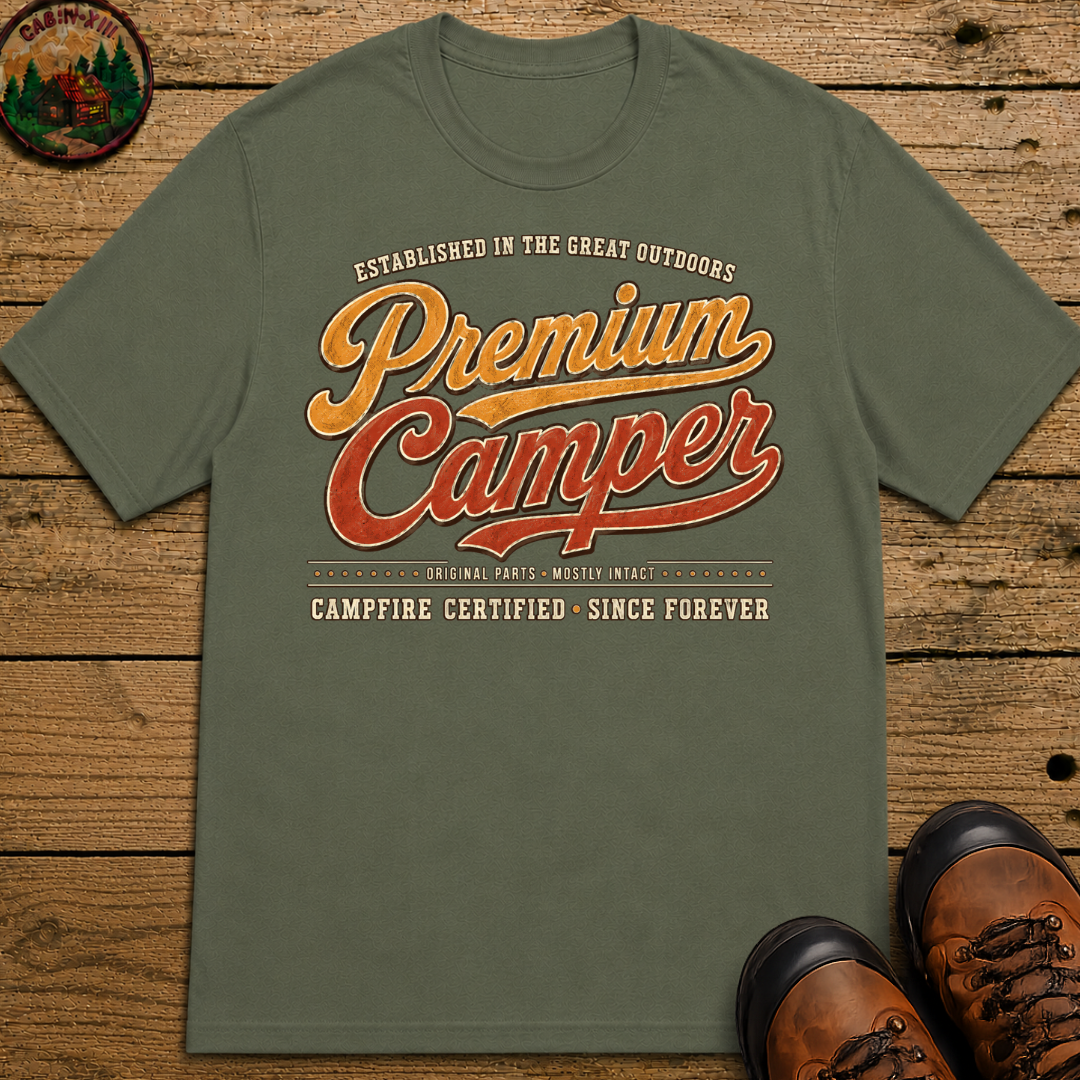 Premium Camper Original Parts Mostly Intact — Funny Camping Tee