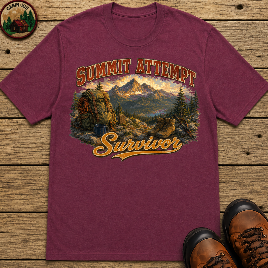 Summit Attempt Survivor Mostly Voluntary — Funny Hiking Tee