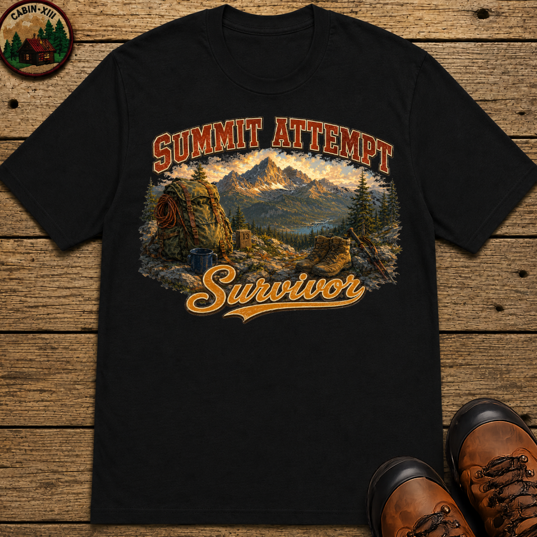 Summit Attempt Survivor Mostly Voluntary — Funny Hiking Tee
