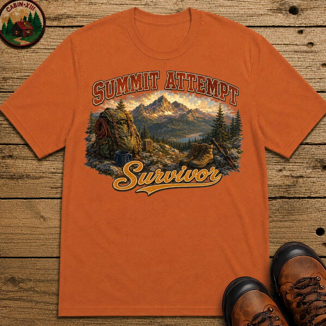 Summit Attempt Survivor Mostly Voluntary — Funny Hiking Tee