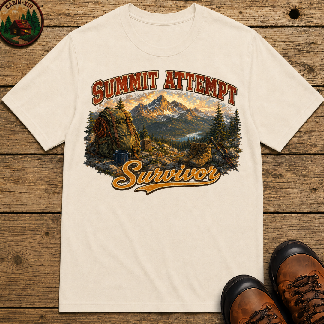 Summit Attempt Survivor Mostly Voluntary — Funny Hiking Tee