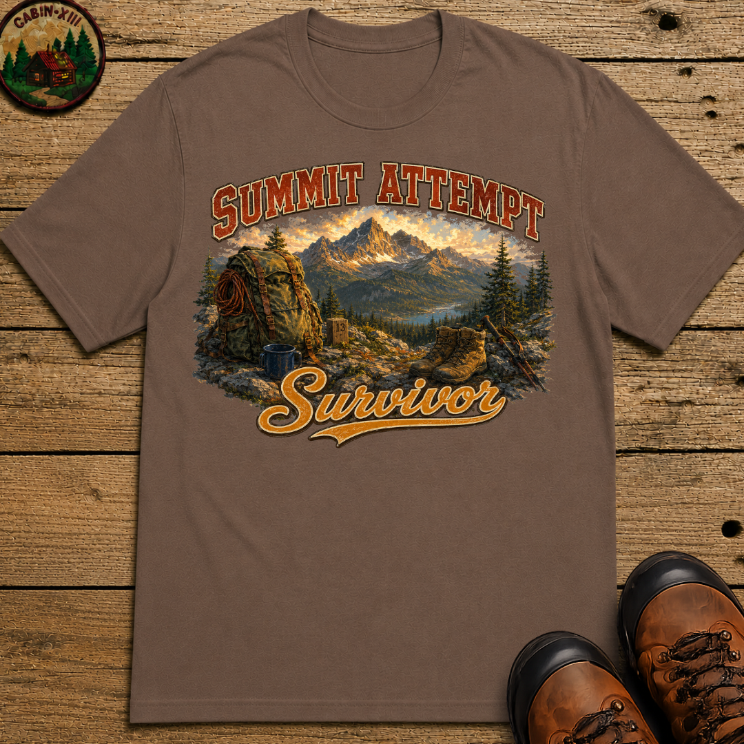 Summit Attempt Survivor Mostly Voluntary — Funny Hiking Tee