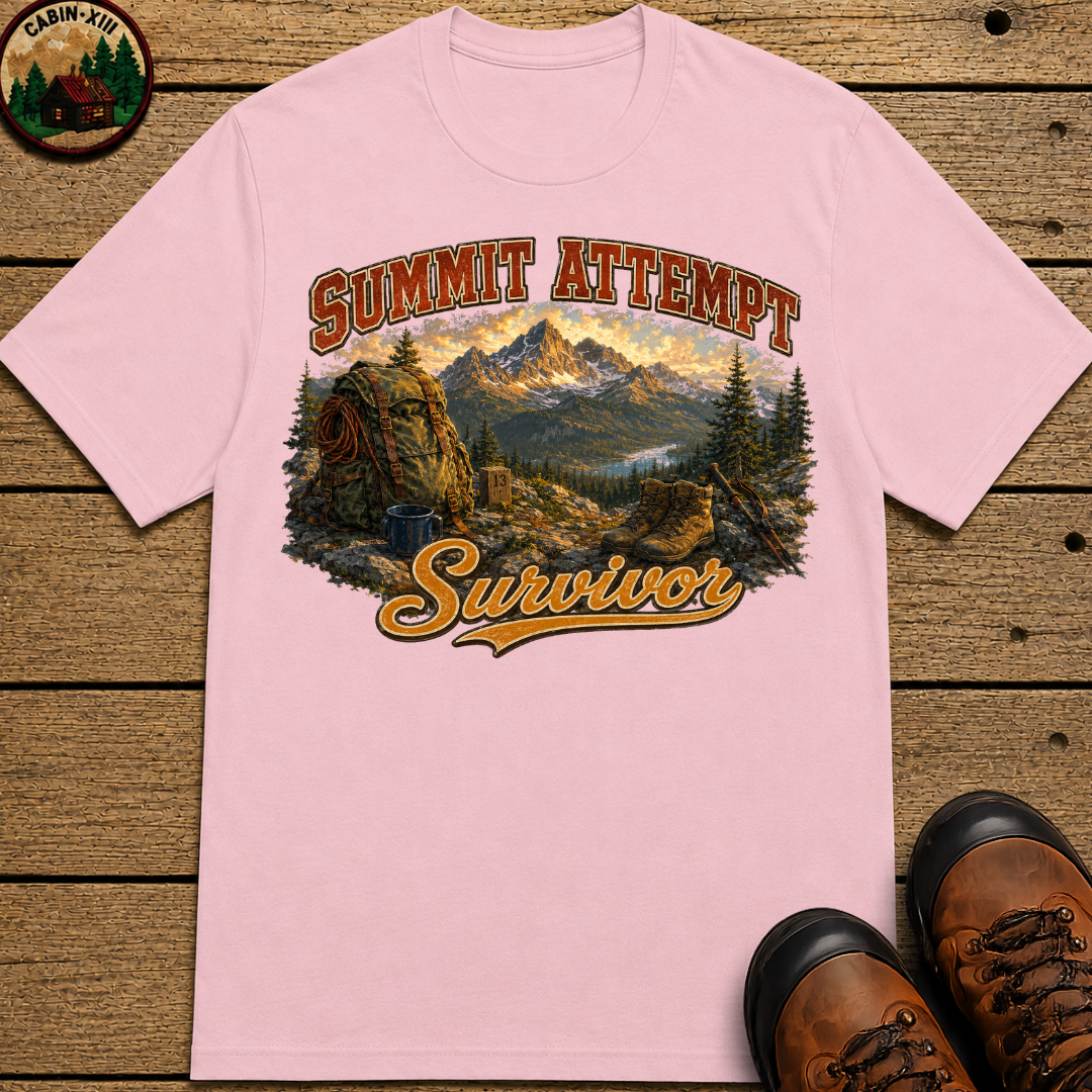 Summit Attempt Survivor Mostly Voluntary — Funny Hiking Tee
