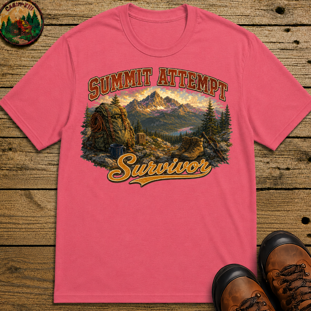Summit Attempt Survivor Mostly Voluntary — Funny Hiking Tee