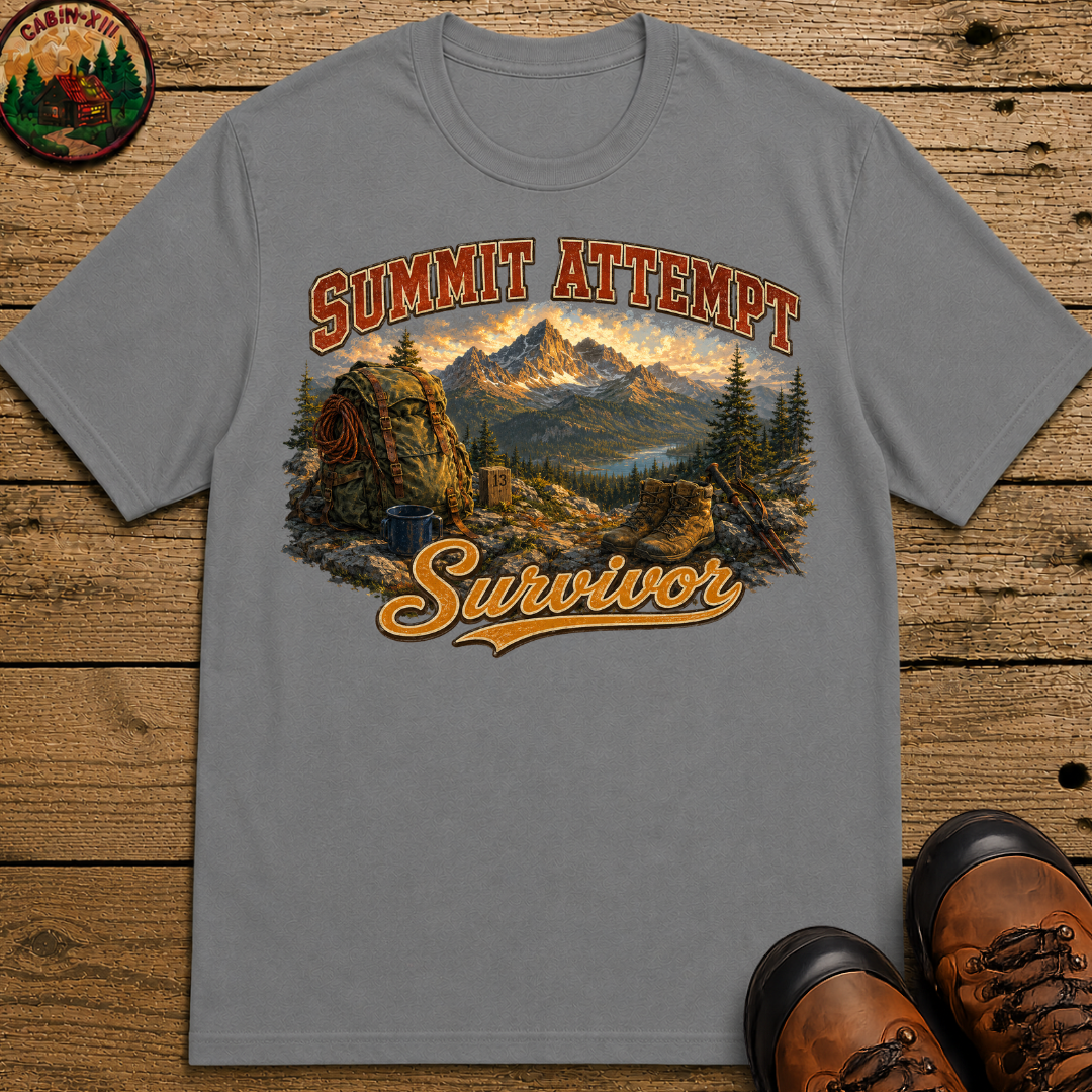 Summit Attempt Survivor Mostly Voluntary — Funny Hiking Tee
