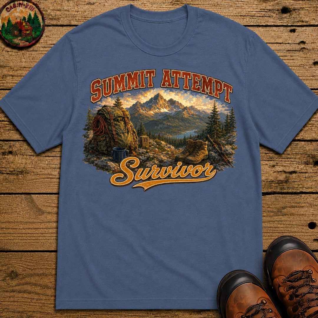 Summit Attempt Survivor Mostly Voluntary — Funny Hiking Tee