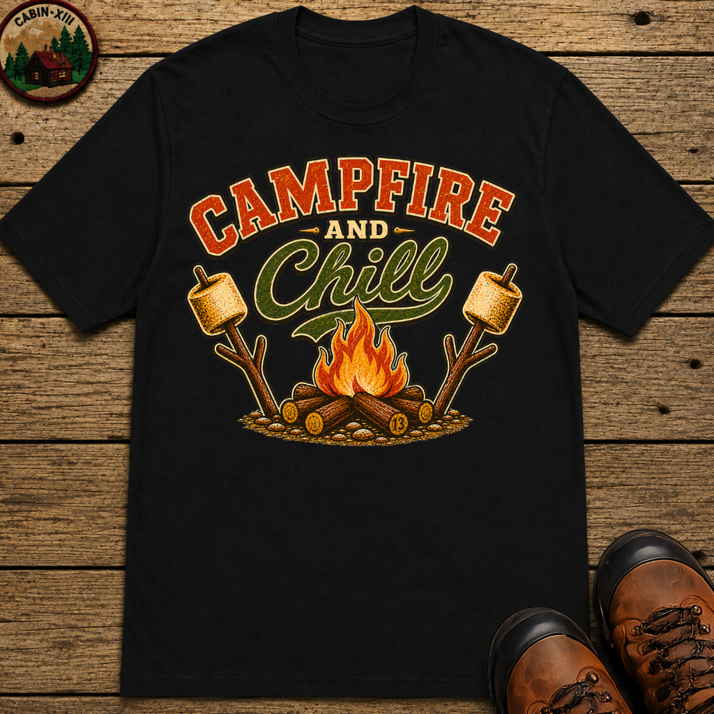 Campfire and Chill — Vintage Camping Marshmallow Humor Tee