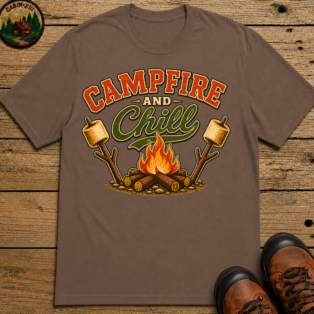 Campfire and Chill — Vintage Camping Marshmallow Humor Tee