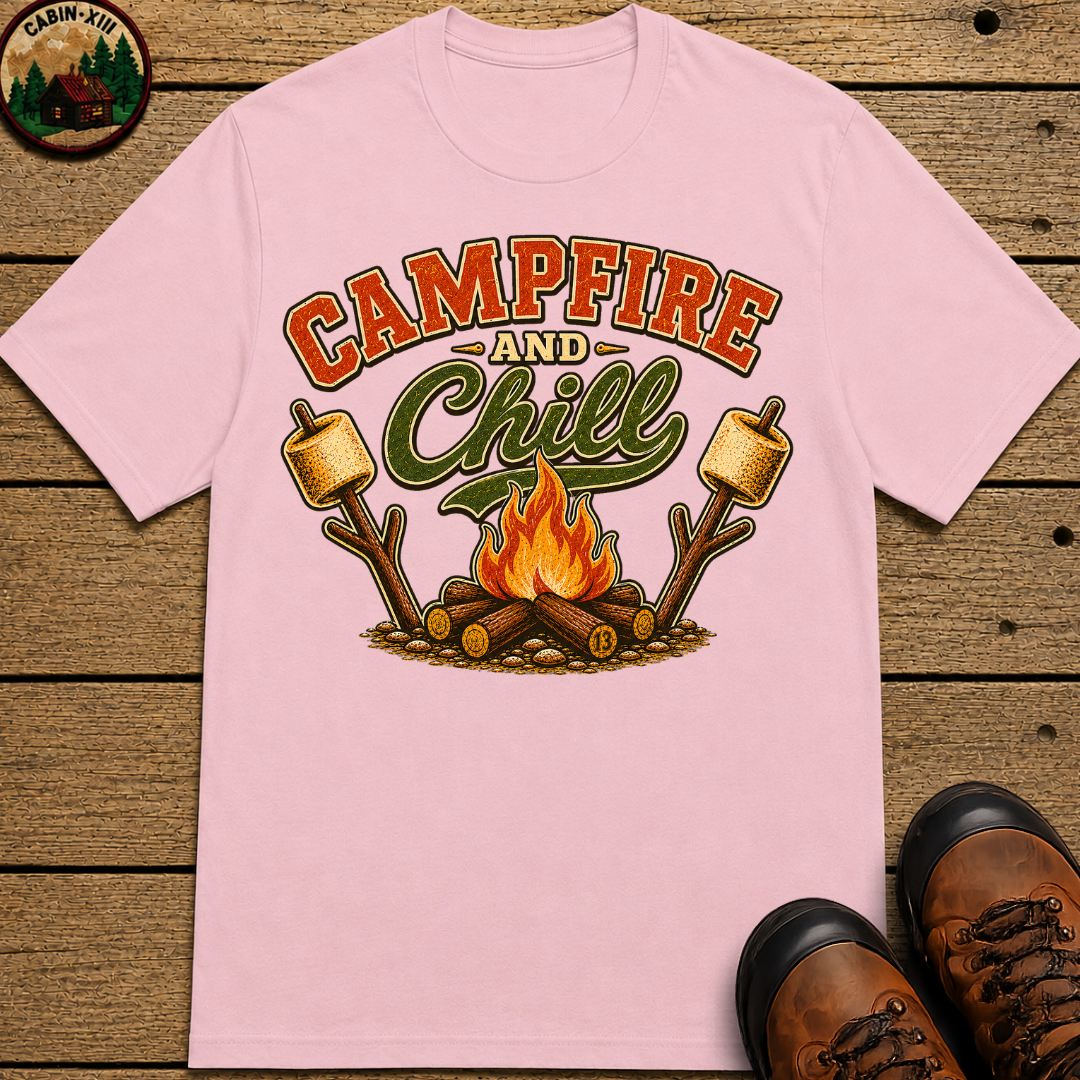 Campfire and Chill — Vintage Camping Marshmallow Humor Tee