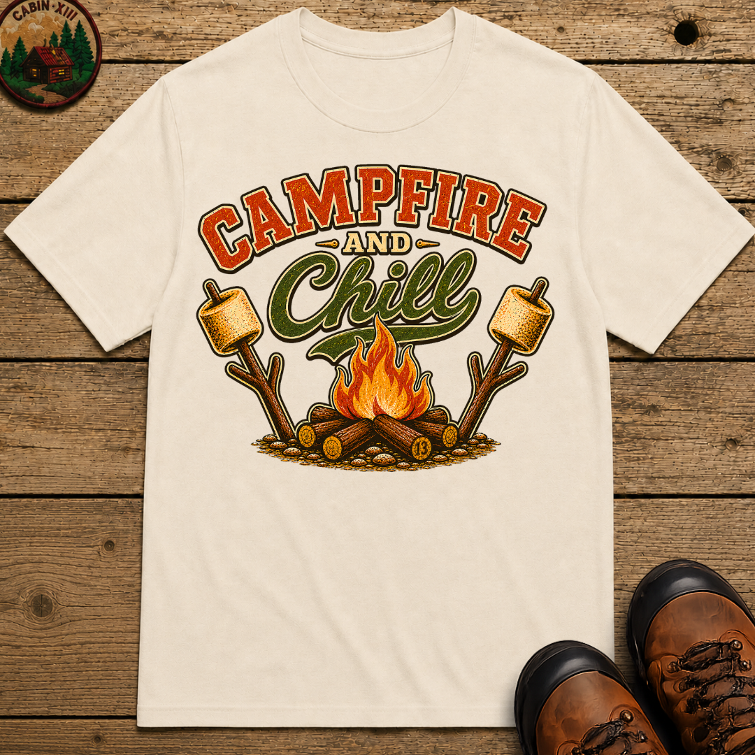 Campfire and Chill — Vintage Camping Marshmallow Humor Tee
