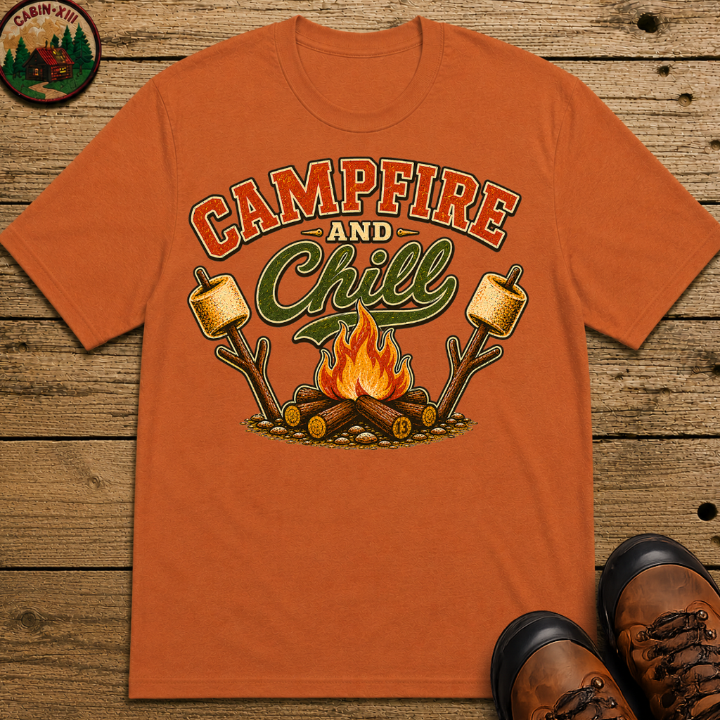 Campfire and Chill — Vintage Camping Marshmallow Humor Tee
