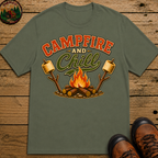 Campfire and Chill — Vintage Camping Marshmallow Humor Tee