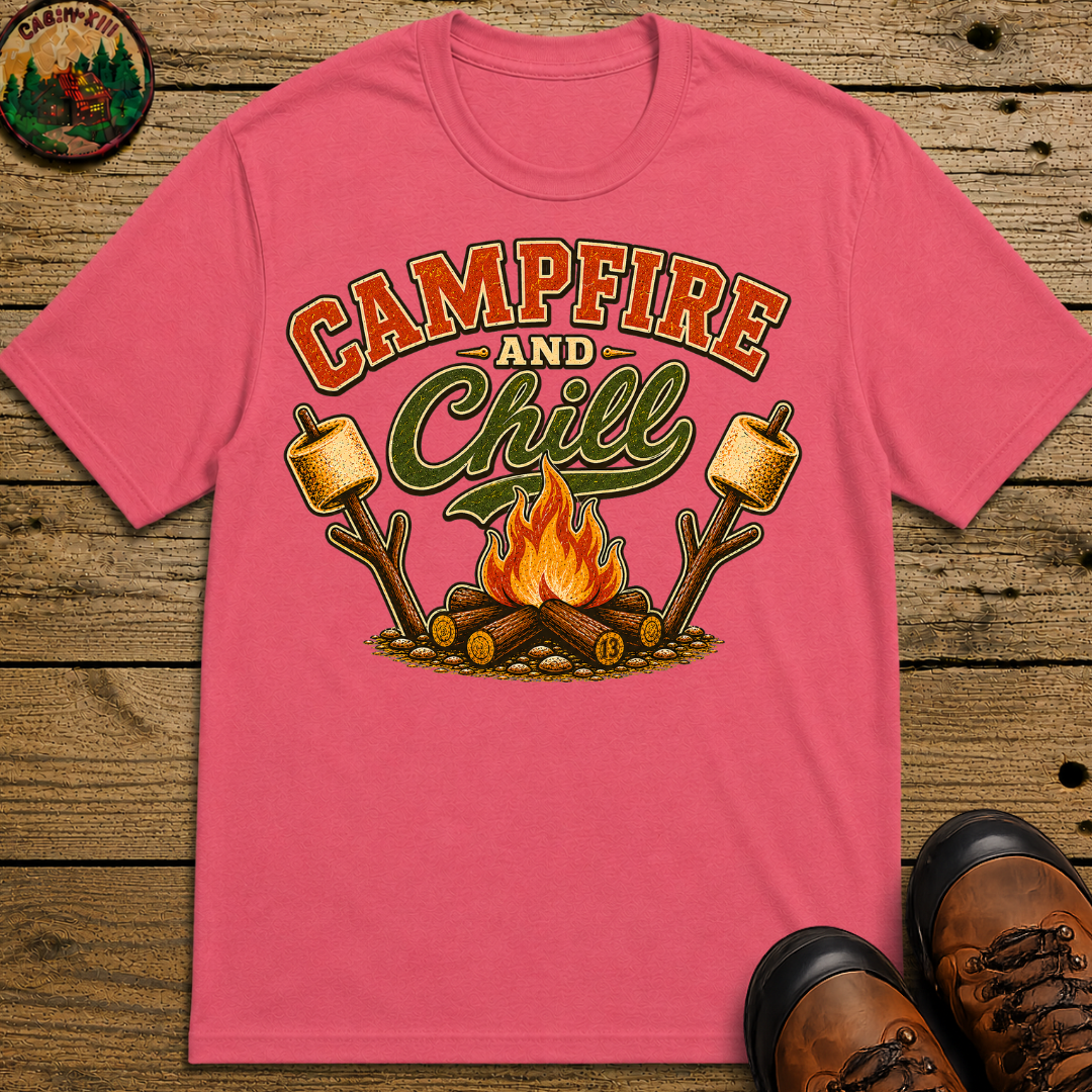Campfire and Chill — Vintage Camping Marshmallow Humor Tee