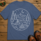 Mountain Campsite Night Scene Shirt — Cream Ink Camping Tee