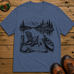 Lakeside Campsite Sketch Tee — Vintage Outdoor Camping Shirt