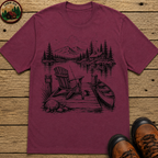 Lakeside Campsite Sketch Tee — Vintage Outdoor Camping Shirt