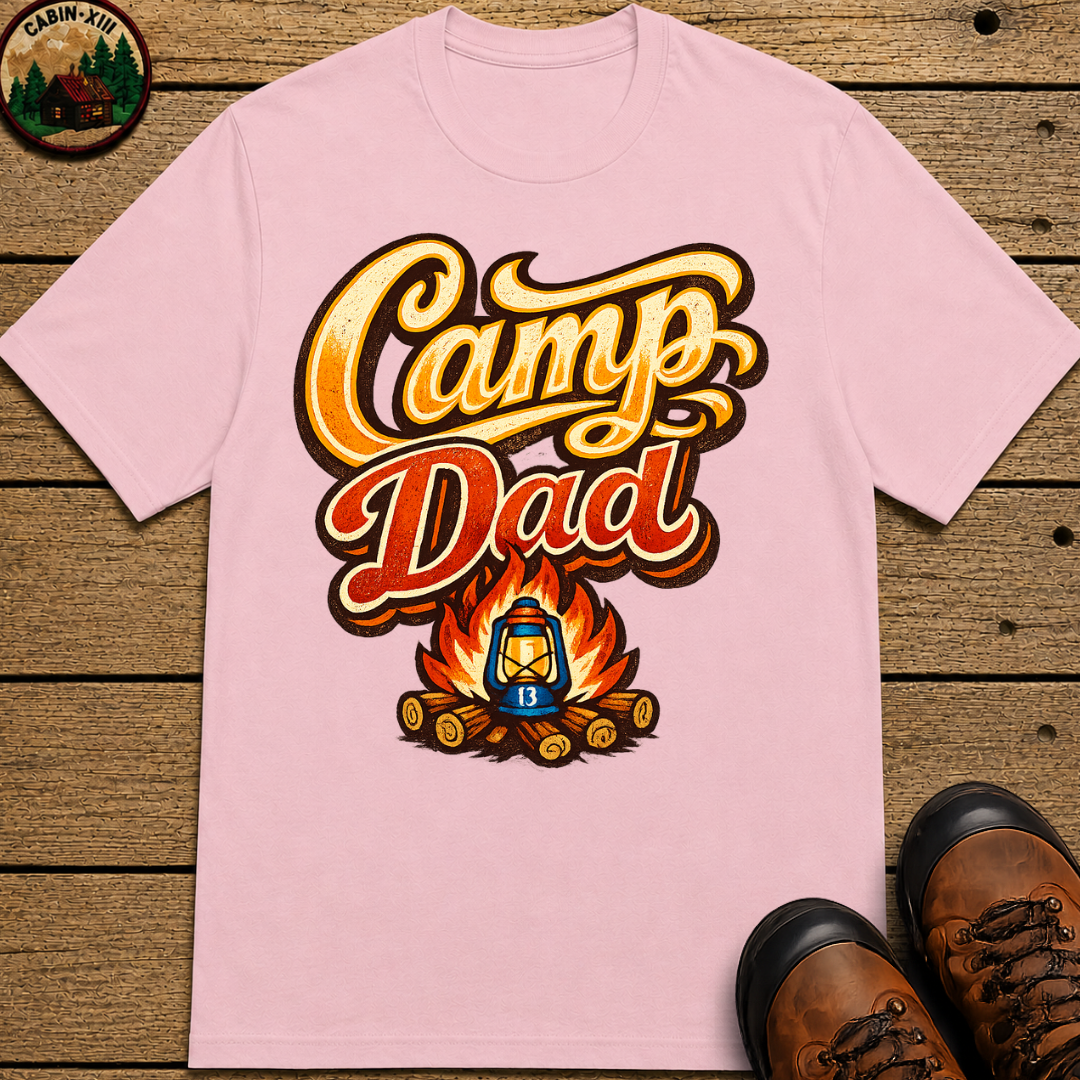 Camp Dad Funny Camping Shirt — Vintage Campfire Father Tee