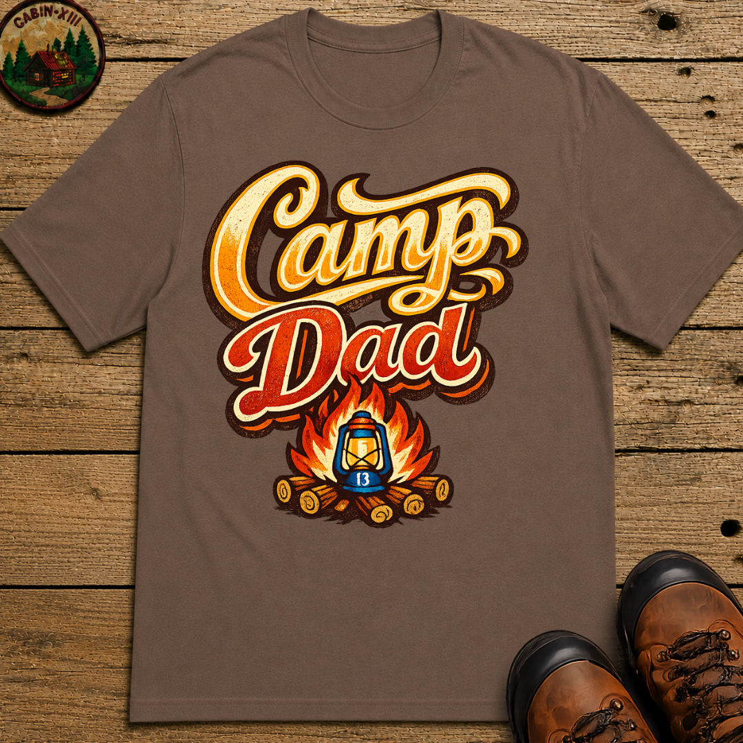 Camp Dad Funny Camping Shirt — Vintage Campfire Father Tee