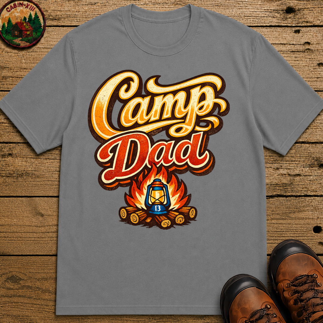 Camp Dad Funny Camping Shirt — Vintage Campfire Father Tee