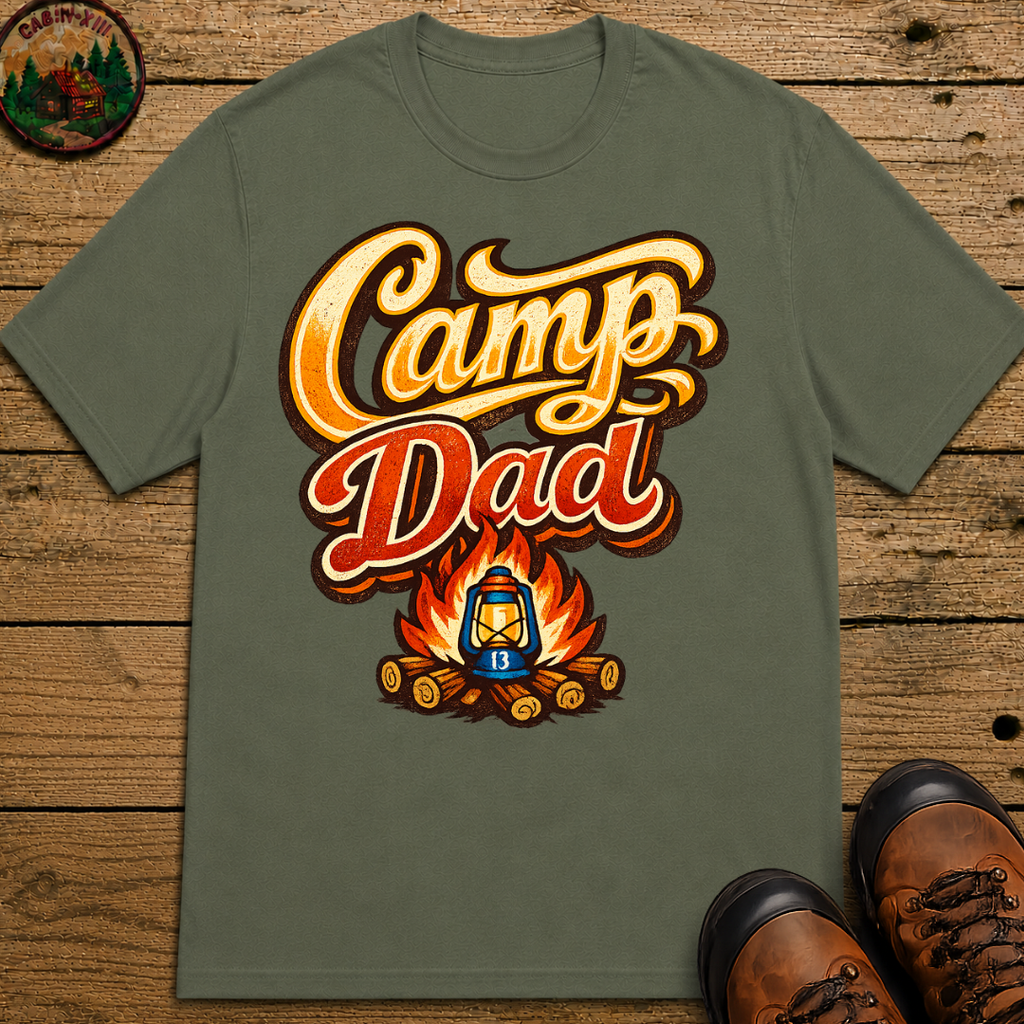 Camp Dad Funny Camping Shirt — Vintage Campfire Father Tee