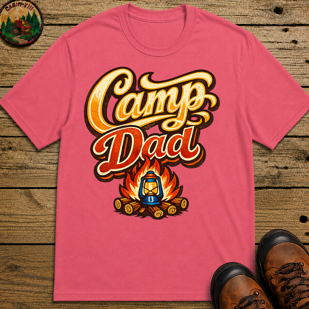 Camp Dad Funny Camping Shirt — Vintage Campfire Father Tee