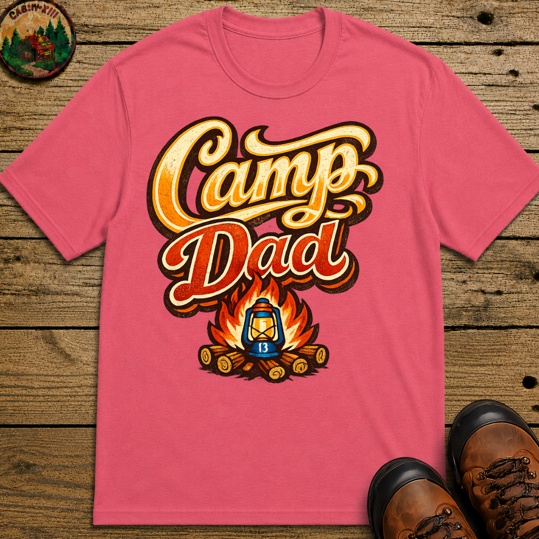 Camp Dad Funny Camping Shirt — Vintage Campfire Father Tee