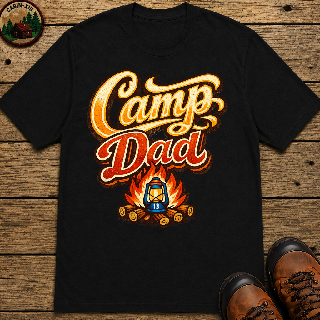 Camp Dad Funny Camping Shirt — Vintage Campfire Father Tee