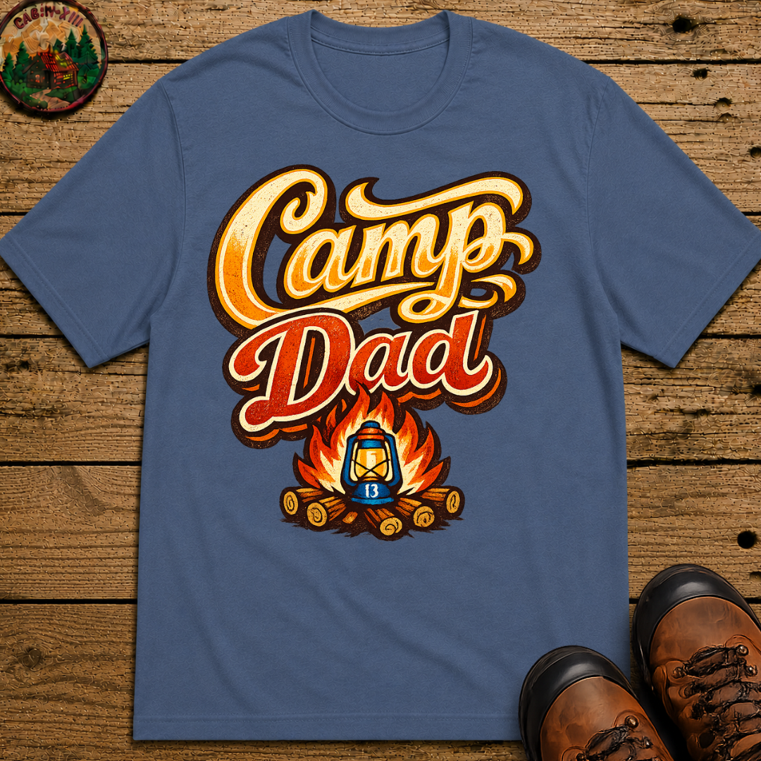 Camp Dad Funny Camping Shirt — Vintage Campfire Father Tee