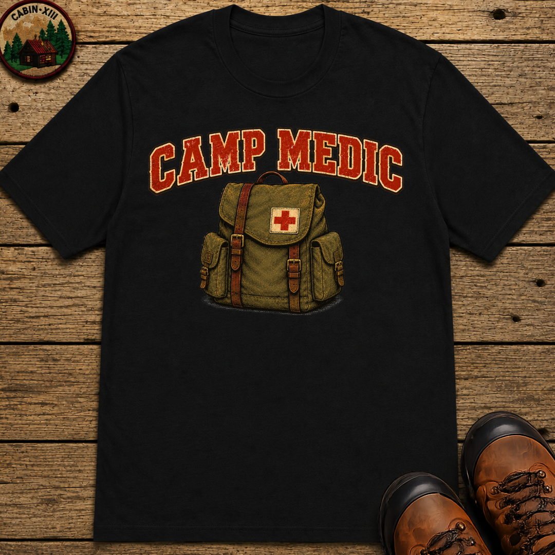 Camp Medic Funny Camping Shirt — Vintage Outdoor First Aid Tee