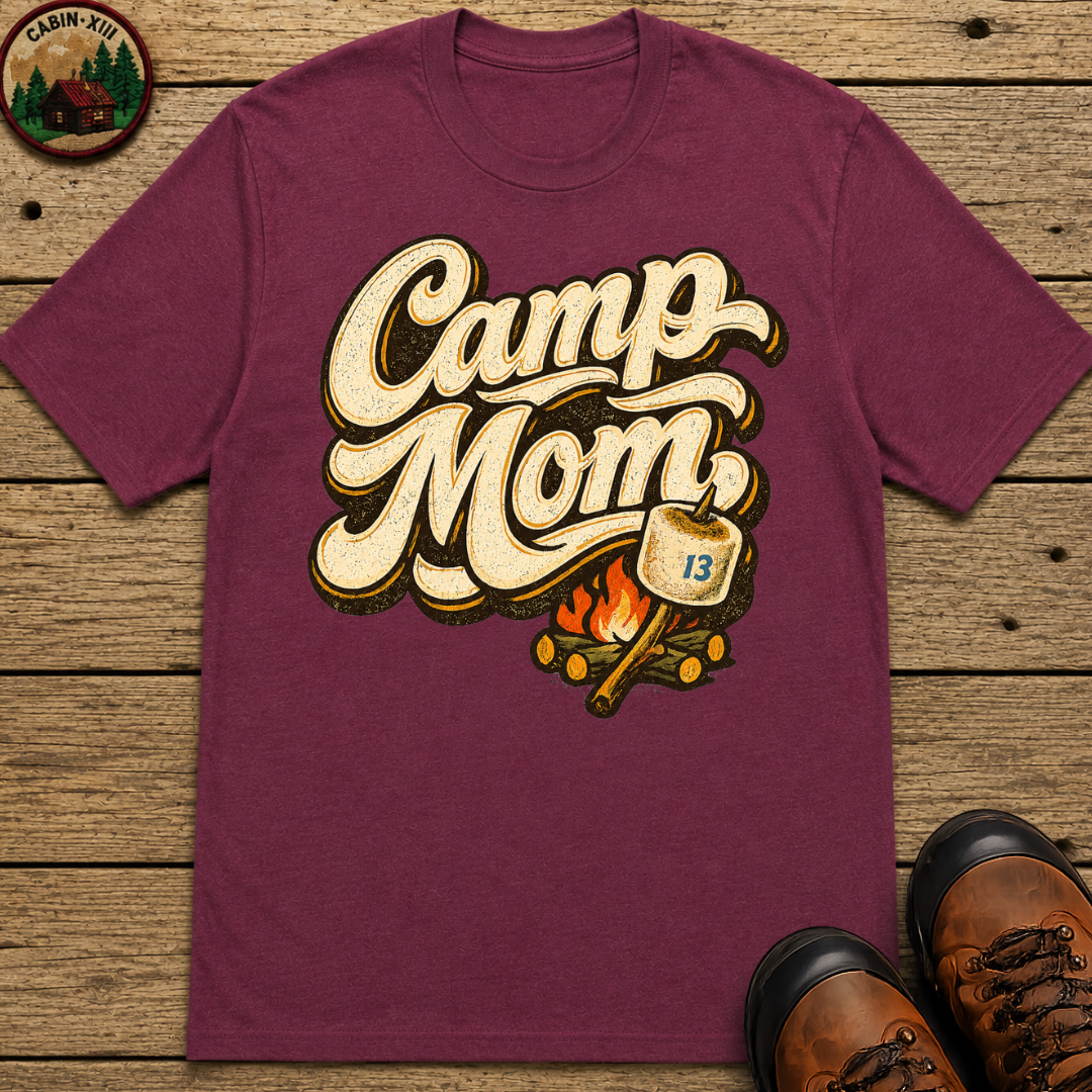 Camp Mom Camping Shirt — Campfire Marshmallow Vintage Tee