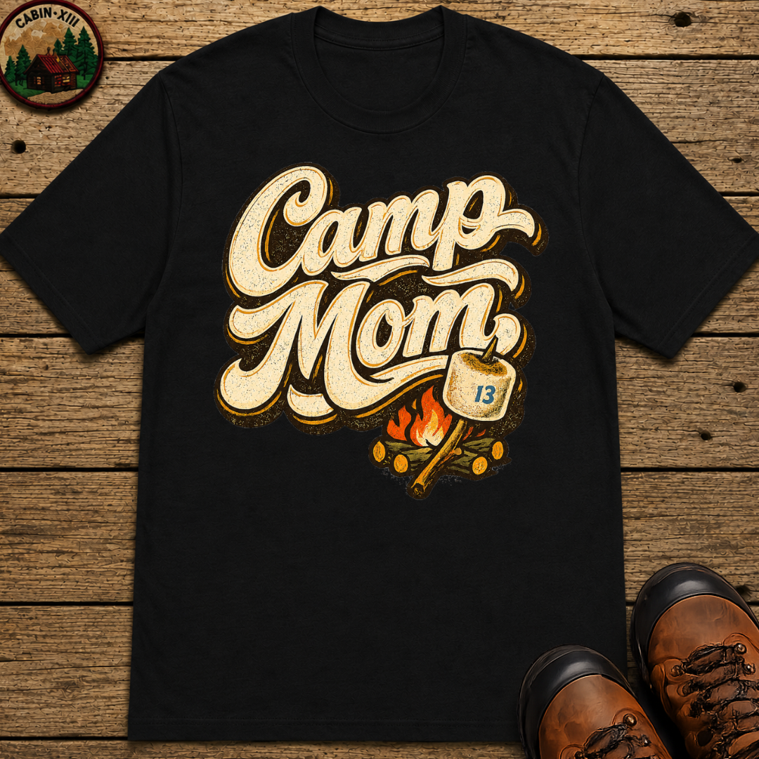 Camp Mom Camping Shirt — Campfire Marshmallow Vintage Tee