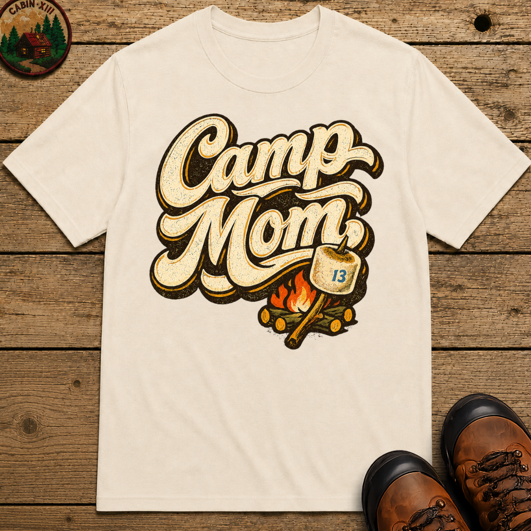 Camp Mom Camping Shirt — Campfire Marshmallow Vintage Tee