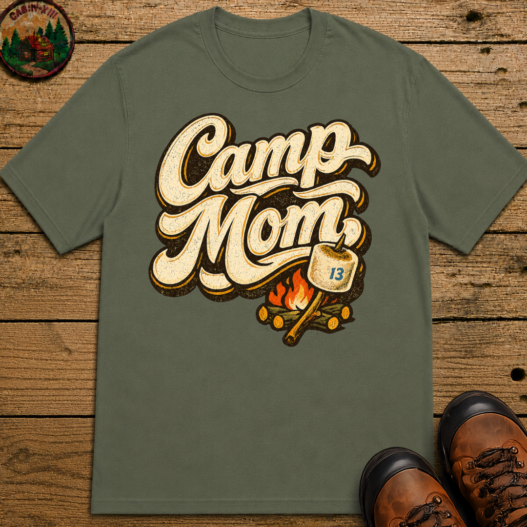Camp Mom Camping Shirt — Campfire Marshmallow Vintage Tee